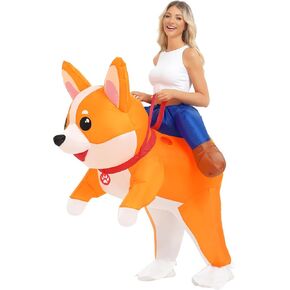 Inflatable Costumes for Adult Dog Costume Halloween Blow Up Ride on Corgi Costume Animal Suit for Men Women Cosplay Party