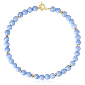 NUZON 10MM Round Gemstone Beaded Necklace for Women Natural Stone Choker Healing Chakra Ball Strand Bohemian Summer Jewelry with Toggle Clasp 17’’