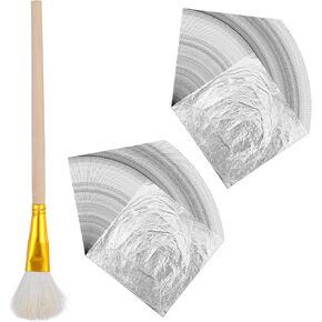 100 Pcs Silver Leaf Sheets 1 Pcs Brush Imitation Silver Foil Sheets Silver Leaf Foil Sheets for Crafts Arts Decoration Sculpture Nails Picture Frames Paintings Wall Furniture（5.5 x 5.5 Inch）