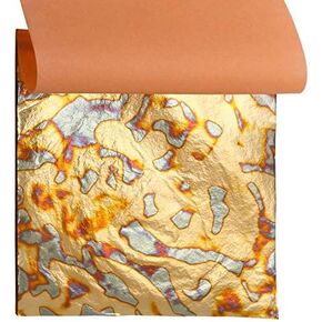 Variegated Gold Leaf Sheets - KINNO Multiple Types of Metal Leaf Papers with Patterns for Gilding Projects,Type 1 (25 Sheets Per Booklet)