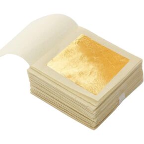 Edible Gold Leaf Sheets 100 pcs 1.7" 24K Facial Care Foil for Skin Care, Cake Baking, Gilding, Cooking, Chocolates, Health & Spa