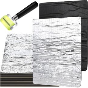 BBTO 394 Mil Sound Deading Material for Cars 18 Sqft Car Sound Deadening Mat Self Adhesive Sound Deadener Automotive Noise Insulation Dampening Insulation Mat with Rubber Roller for Car Trunk
