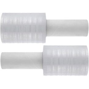 2 Pack Stretch Wrap Film with Handle,4 inch X 1000Ft 80 Guage Industrial Mini Stretch Wrap Film, Self-Adhesive Plastic Wrap for Packing,Moving