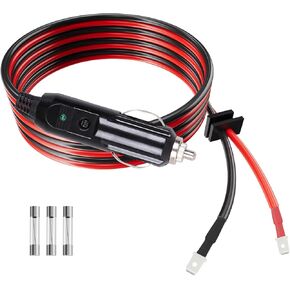 12V Thermoelectric Cooler Power Cord Replacement for Coleman Electric Cooler Parts, Replacement for Coleman Cooler Plug Cord Plug-in Car Cooler Parts with 15A Pilot lamp Replaceable Cigarette Lighter
