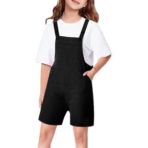 Girls Overalls Sleeveless Adjustable Jumpsuits Kids Casual Loose Romper Cute Long Pants with Pockets 4-14 Years