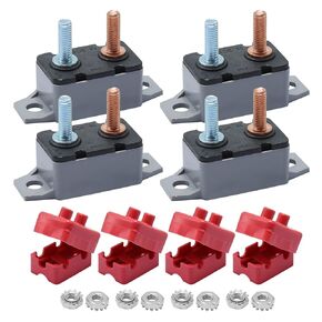 UOIENRT 4Pcs Automatic Reset Circuit Breaker DC 12V - 24V with Cover Stud Bolt for Car and More (10A)