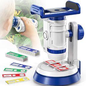 BABYHOME Pocket Microscope Toy for Kids, LED Lighted Handheld Mini Microscope, Education and Exploring, Interactive Learning, Science Toy Kit, Gift for Boys and Girls