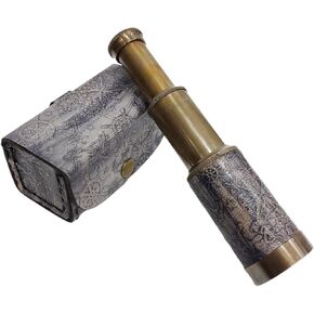 Marine Brass Telescope 6" Antique Finish with Leather Case Brass Telescope Vintage Replica Gift Spyglass Collectible
