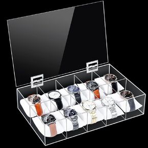 Acrylic Watch Display Case 10 Slot Watch Box Clear Watch Organizer Watch Holder for Men Women Jewelry Storage Bracelets