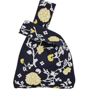 Wrist Knot Tote Bag Pouch Portable Knit Purse Crochet Bag, Mini Cute Wristlet Handbag for Women
