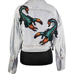1 Pair Scorpion Biker Patch Embroidered Iron On Patches Fabric Sewing On Applique for Jacket Clothes Badge DIY Apparel