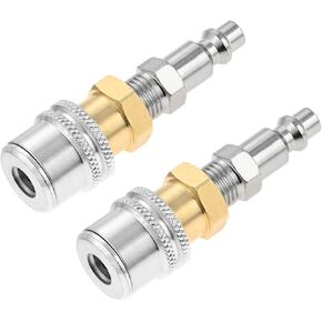 Lock On Air Chuck, 1/4FNPT Closed Flow Brass Tire Air Chuck with Standard Male Quick Plug, Heavy Duty Straight Locking Air Chuck for Tire Inflator Gauge and Air Compressor (2 Pack)