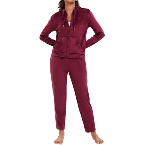 Women's Velour Sweatsuit Set 2 Piece Tracksuit Outfit Full Zip Velvet Jogging Suit Hoodie and Sweatpants Loose Fit