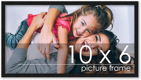 Poster Palooza 5x10 Frame Black Solid Wood Picture Frame - UV Acrylic, Foam Board Backing & Hanging Hardware Included - 5x10 Inch Frame in Kuwait
