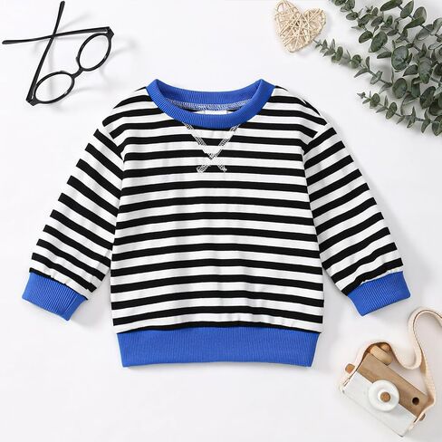 Toddler Girl Sweatshirt Long Sleeve Striped Pullover Top Fall Winter Outfits 1-5T in Saudi Arabia