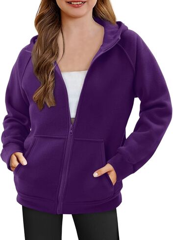 Yoklass Girls Zip Up Hoodie Sweatshirts Casual Long Sleeve Lightweight Jacket with Pocket in Saudi Arabia