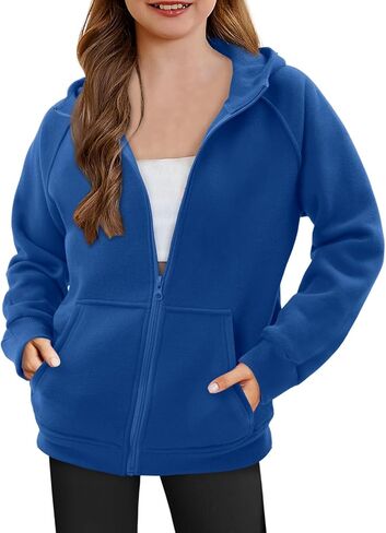 Yoklass Girls Zip Up Hoodie Sweatshirts Casual Long Sleeve Lightweight Jacket with Pocket in Saudi Arabia