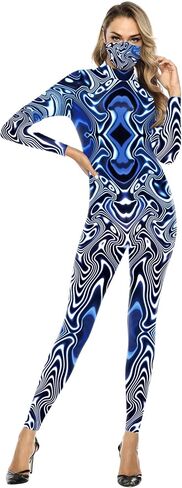 Unisex Halloween Party Costumes Jumpsuits Digital Printed Skinny Catsuit Costume in Kuwait