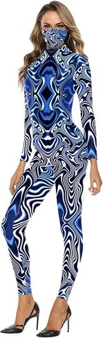 Unisex Halloween Party Costumes Jumpsuits Digital Printed Skinny Catsuit Costume in Kuwait