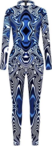 Unisex Halloween Party Costumes Jumpsuits Digital Printed Skinny Catsuit Costume in Kuwait