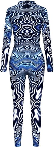 Unisex Halloween Party Costumes Jumpsuits Digital Printed Skinny Catsuit Costume in Kuwait