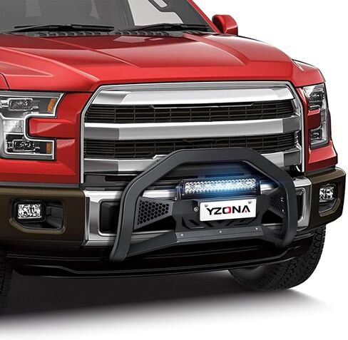 شريط Bull مع شريط إضاءة LED وإطار لوحة ترخيص متوافق مع 2004-2023 Ford F150 F-150 و2003-2017 Ford Expedition و2003-2014 Lincoln Navigator، واقي الشواية الأمامي، واقي الفرشاة، دفع ممتص الصدمات in Kuwait