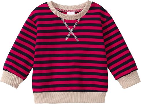 Toddler Girl Sweatshirt Long Sleeve Striped Pullover Top Fall Winter Outfits 1-5T in Saudi Arabia