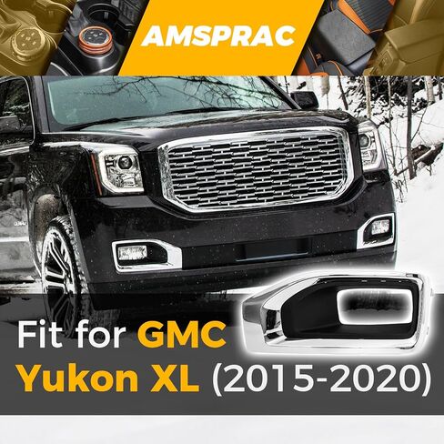 Fog Light Covers,Front Bumper Fog Lamps Bezel Cover Trim,Fog Light Covers Replacement fit for GMC Yukon,Yukon XL,2015 2016 2017 2018 2019 2020,Chrome GM1038187 22936426 (Right Side) in Kuwait