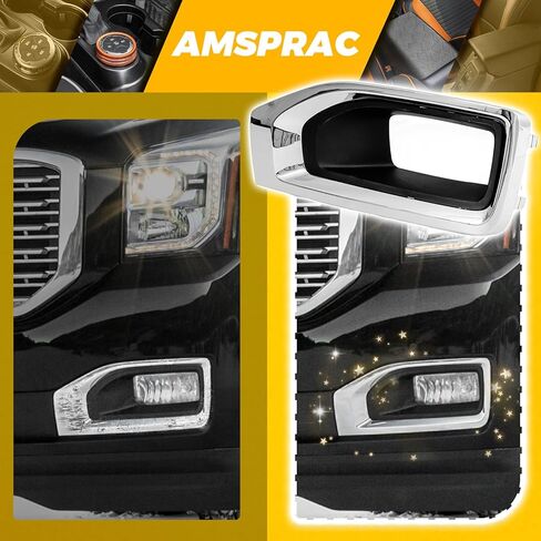 Fog Light Covers,Front Bumper Fog Lamps Bezel Cover Trim,Fog Light Covers Replacement fit for GMC Yukon,Yukon XL,2015 2016 2017 2018 2019 2020,Chrome GM1038187 22936426 (Right Side) in Kuwait