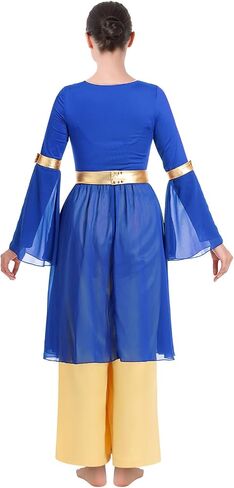 IBAKOM Praise Dance Dress for Women Long Dance Overlay and Tunic Gold Baggy Pant Lyrical Worship Liturgical Dancewear Worship in Kuwait
