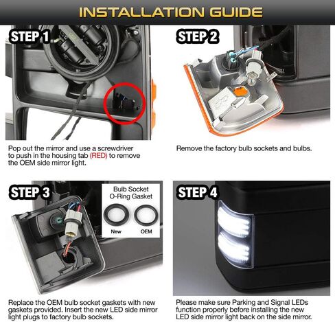 [Switchback White + Amber Sequential Turn Signal LED Strip] For 2008-2016 Ford F250 F350 F450 F550 Super Duty Black LED Towing Mirror Light, Driver & Passenger Side in Saudi Arabia