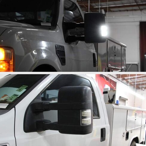 [Switchback White + Amber Sequential Turn Signal LED Strip] For 2008-2016 Ford F250 F350 F450 F550 Super Duty Black LED Towing Mirror Light, Driver & Passenger Side in Saudi Arabia