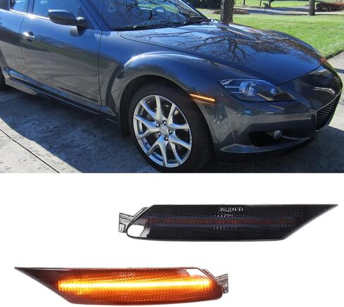 For 2004 2005 2006 2007 2008 Mazda RX-8 RX8 Front Bumper Side Marker lights Smoked Lens Amber LED F151-51-120E, F151-51-130E in Kuwait