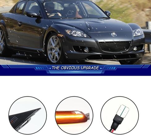 For 2004 2005 2006 2007 2008 Mazda RX-8 RX8 Front Bumper Side Marker lights Smoked Lens Amber LED F151-51-120E, F151-51-130E in Kuwait