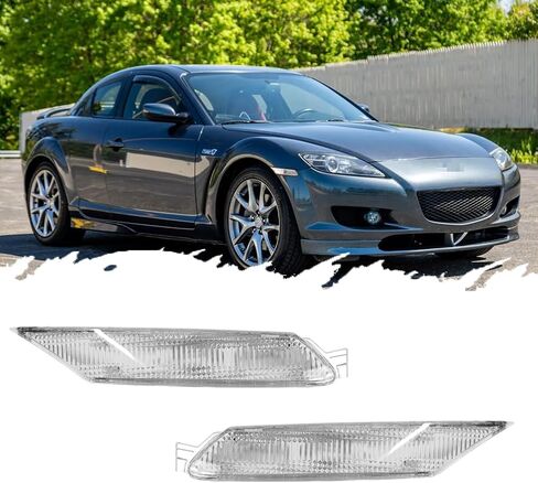 ل 2004 2005 2006 2007 2008 مازدا RX-8 RX8 المصد الأمامي مصابيح العلامات الجانبية المدخن عدسة العنبر LED F151-51-120E ، F151-51-130E in Kuwait