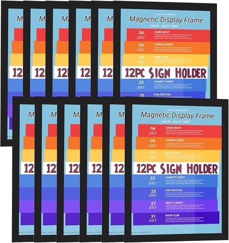 8Pcs 8.5 x 11 Self-Adhesive Magnetic Sign Holder,Letter Sized Adhesive Frame for Document,Window Sign Display Frame for Office School Fridge,Black in Saudi Arabia