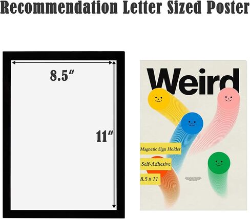8Pcs 8.5 x 11 Self-Adhesive Magnetic Sign Holder,Letter Sized Adhesive Frame for Document,Window Sign Display Frame for Office School Fridge,Black in Saudi Arabia