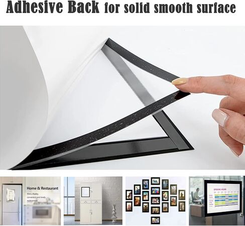 8Pcs 8.5 x 11 Self-Adhesive Magnetic Sign Holder,Letter Sized Adhesive Frame for Document,Window Sign Display Frame for Office School Fridge,Black in Saudi Arabia
