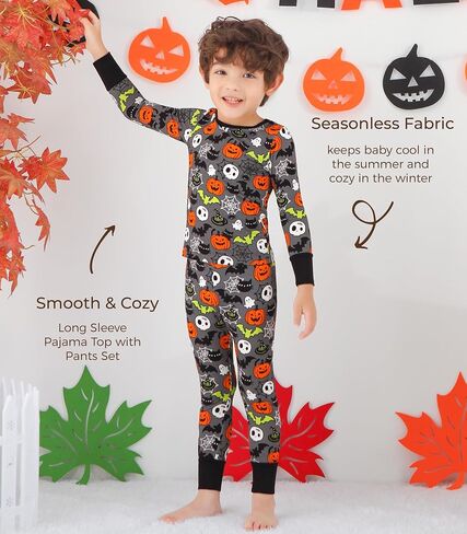 Toddler Boys Girls Clothes-Viscose Made from Bamboo, Long Sleeve Top and Pants Clothing Set Soft 2Pcs Kid Outfit in Kuwait