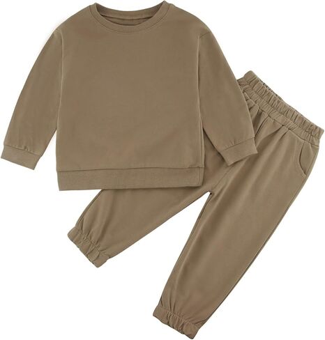 طقم ملابس للأطفال الصغار من الأولاد والبنات بأكمام طويلة وسويت شيرت بياقة دائرية وسروال رياضي للأطفال من عمر 12 شهرًا إلى 13 عامًا in Kuwait