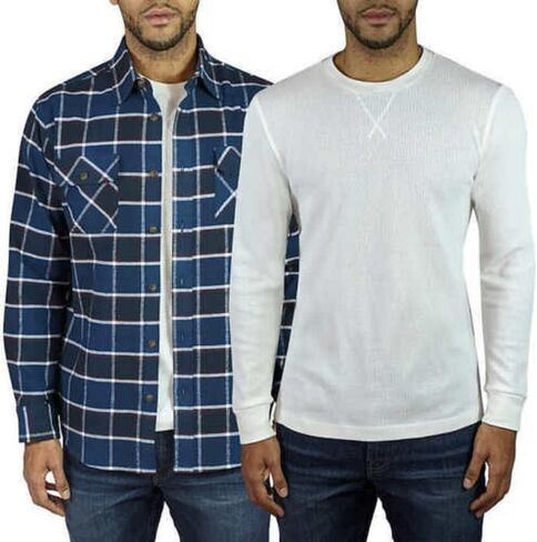 Jachs رجالي فلانيل + حراري، عبوتان (as1، Alpha، x_l، عادي، عادي، Navy Plaid، XL) in Kuwait