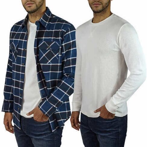 Jachs رجالي فلانيل + حراري، عبوتان (as1، Alpha، x_l، عادي، عادي، Navy Plaid، XL) in Kuwait