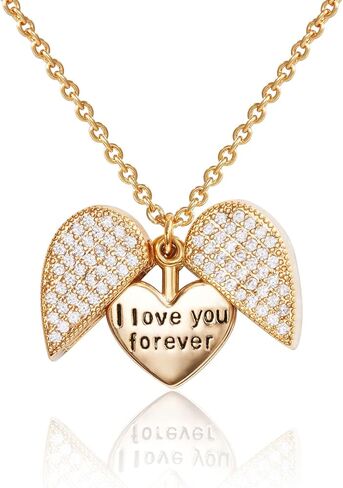 Gold Heart Necklace for Women,14k Gold Cubic Zirconia Open Heart Pendant Locket Necklaces Trendy in Kuwait