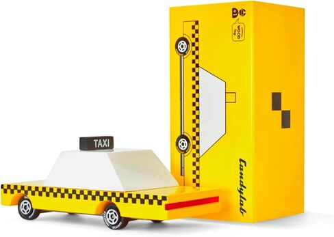 مجموعة CANDYCAR® الخشبية المصبوبة - سيارة أجرة صفراء، سيارة لعبة فاخرة مصنوعة يدويًا من خشب الزان in Kuwait