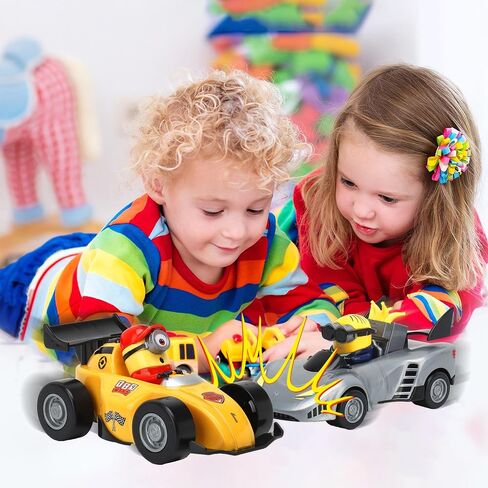 YOLOPARK Minions Despicable Me 4 Toys, Minion Stuart Racer Toy Cars Gifts for Toddler Boys and Girls Age 3 4 5 6 7 8 Year 0ld, Friction Powered Cars Pull Back Minions Action Figure Party Favors in Saudi Arabia