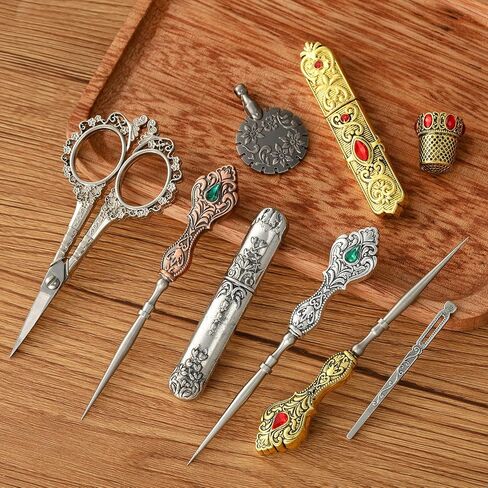Vintage Embroidery Awl, Sewing Awl European Handle Scratch Awl for Leather Punch Stitching DIY Craft (Silver) in Saudi Arabia