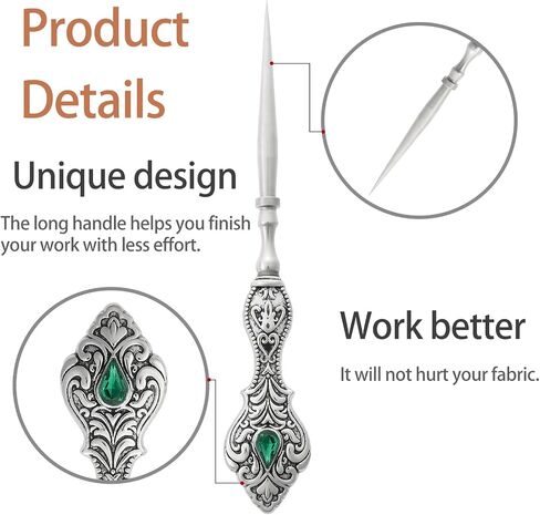 Vintage Embroidery Awl, Sewing Awl European Handle Scratch Awl for Leather Punch Stitching DIY Craft (Silver) in Saudi Arabia