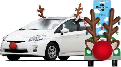 Amscan Festive Reindeer Car Kit - 16" & 8" (Pack of 3) - Multicolor Plush Antlers & Nose - Transform Your Vehicle for The Holiday Season in Saudi Arabia