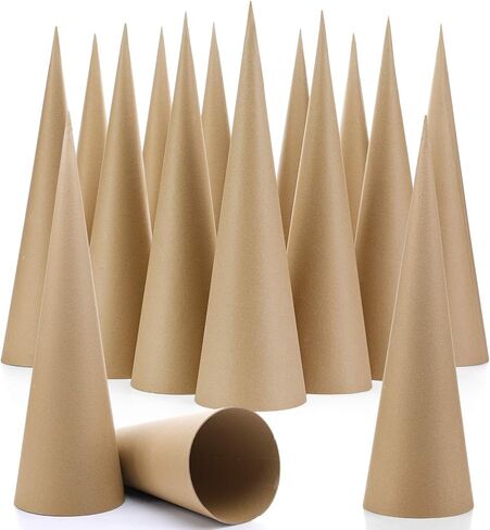 Zhanmai 12 Pcs Large Christmas Paper Mache Cones Cardboard Cones Craft Open Bottom Cone for Christmas Tree Gnomes Halloween Valentine's Day DIY Art Crafts Decoration 17.9 x 5 Inch in Saudi Arabia