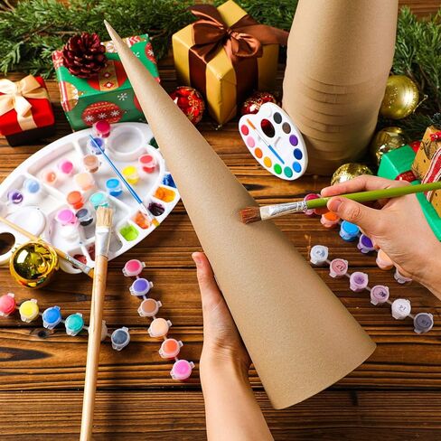 Zhanmai 12 Pcs Large Christmas Paper Mache Cones Cardboard Cones Craft Open Bottom Cone for Christmas Tree Gnomes Halloween Valentine's Day DIY Art Crafts Decoration 17.9 x 5 Inch in Saudi Arabia